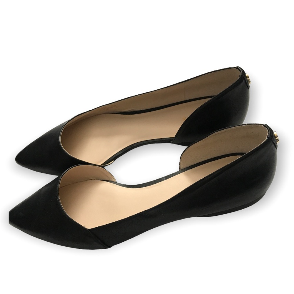 Black Pointed-Toe D'Orsay Flats -  Women's Dress Shoes - Picture 2 of 8